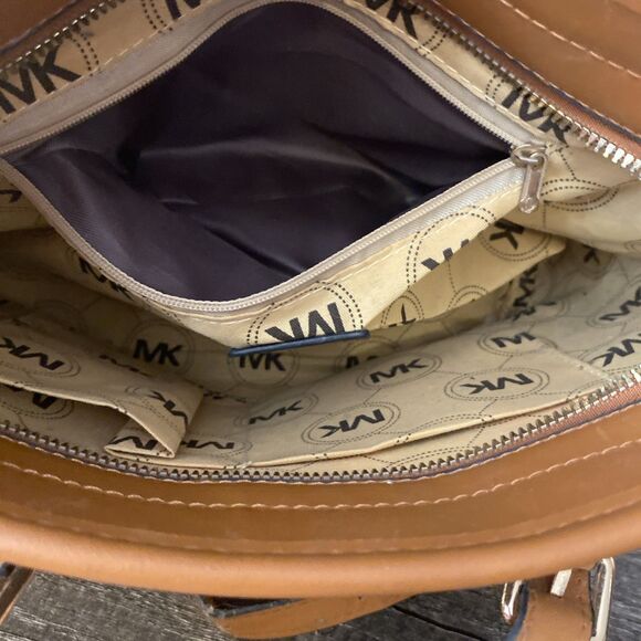 MICHAEL KORS JET SET TRAVEL XS CARRYALL TOTE SHOULDER BAG MK GLITTER GOLD/BROWN - Picture 5 of 8